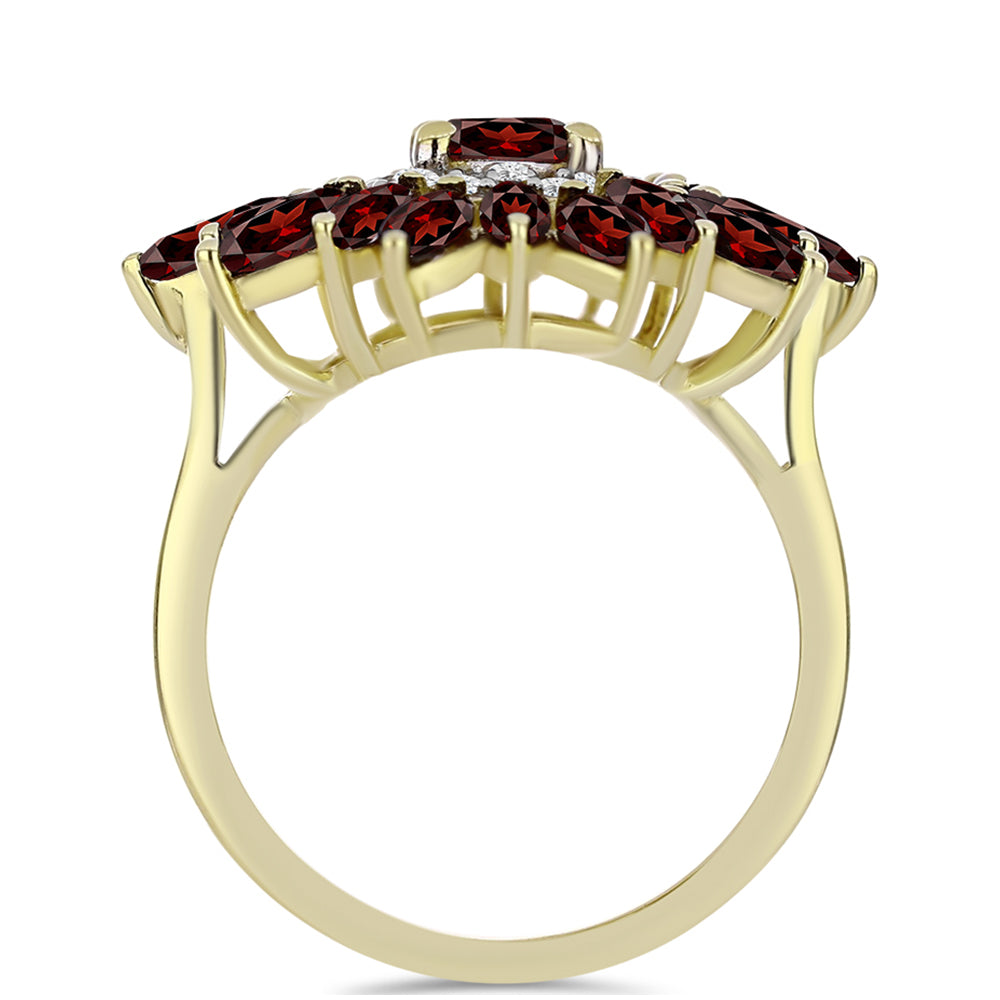Goldplattierter Silberring mit Barton Granat und weißem Topas 2 