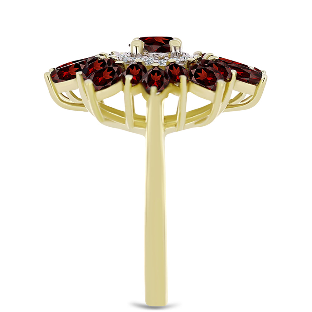 Goldplattierter Silberring mit Barton Granat und weißem Topas