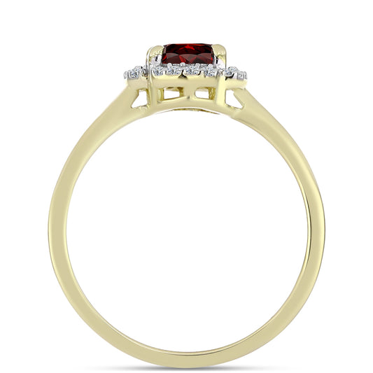 Goldplattierter Silberring mit Barton Granat und weißem Topas