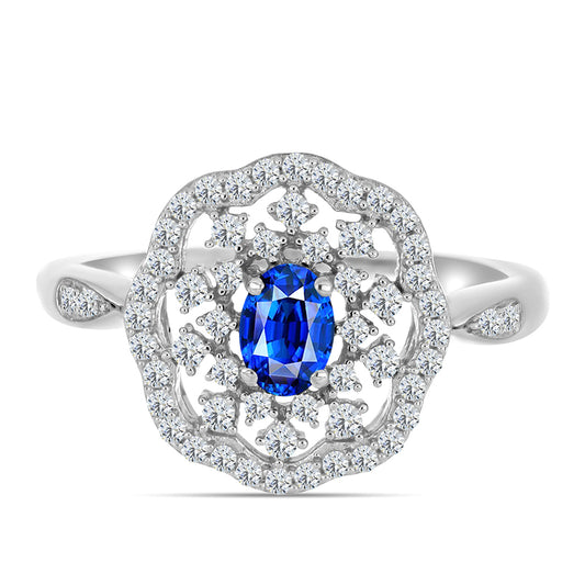 Silberring mit australischem blauem Saphir und weißem Topas