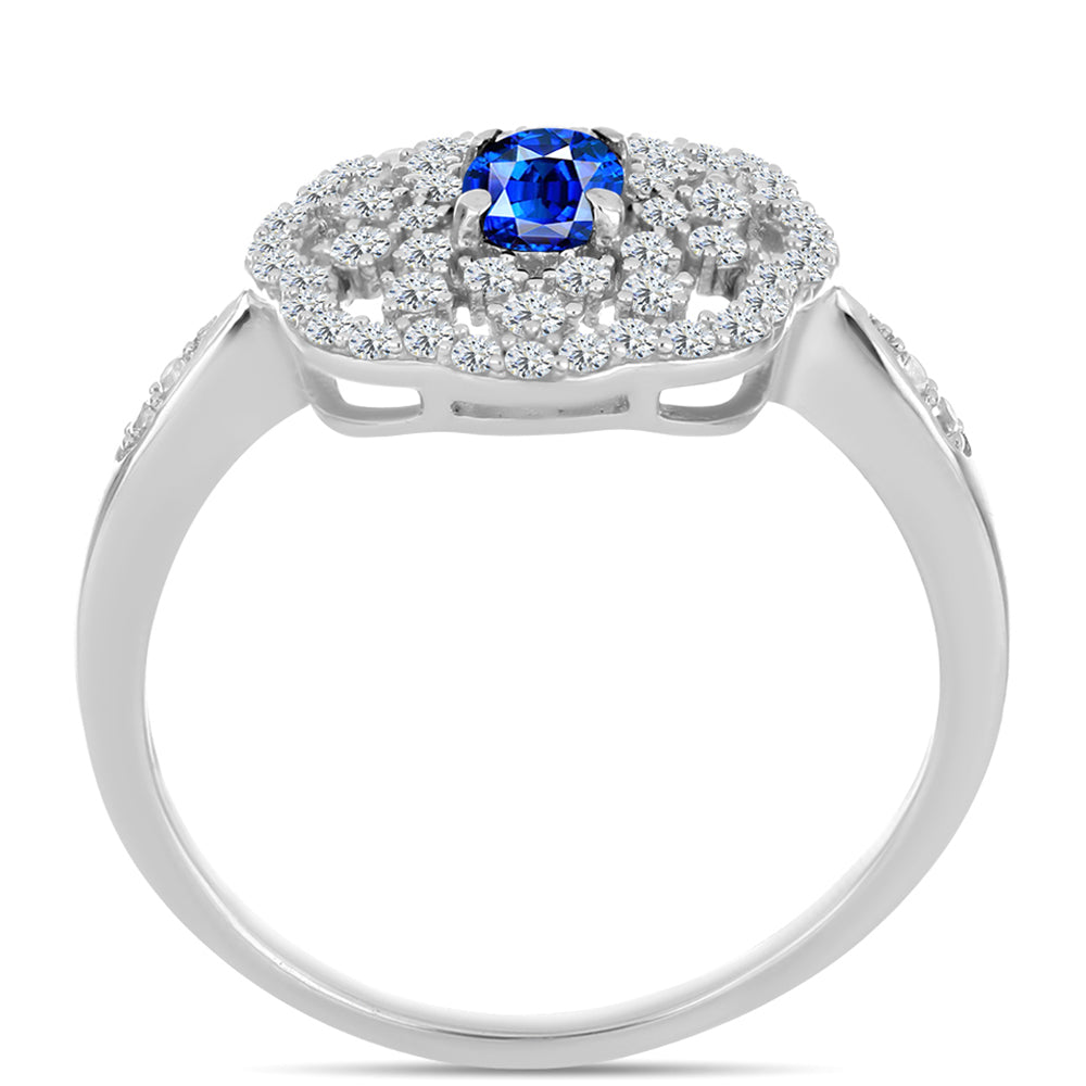 Silberring mit australischem blauem Saphir und weißem Topas