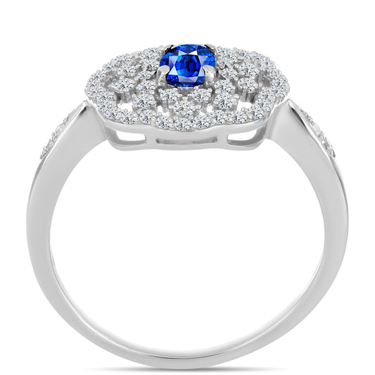 Silberring mit australischem blauem Saphir und weißem Topas