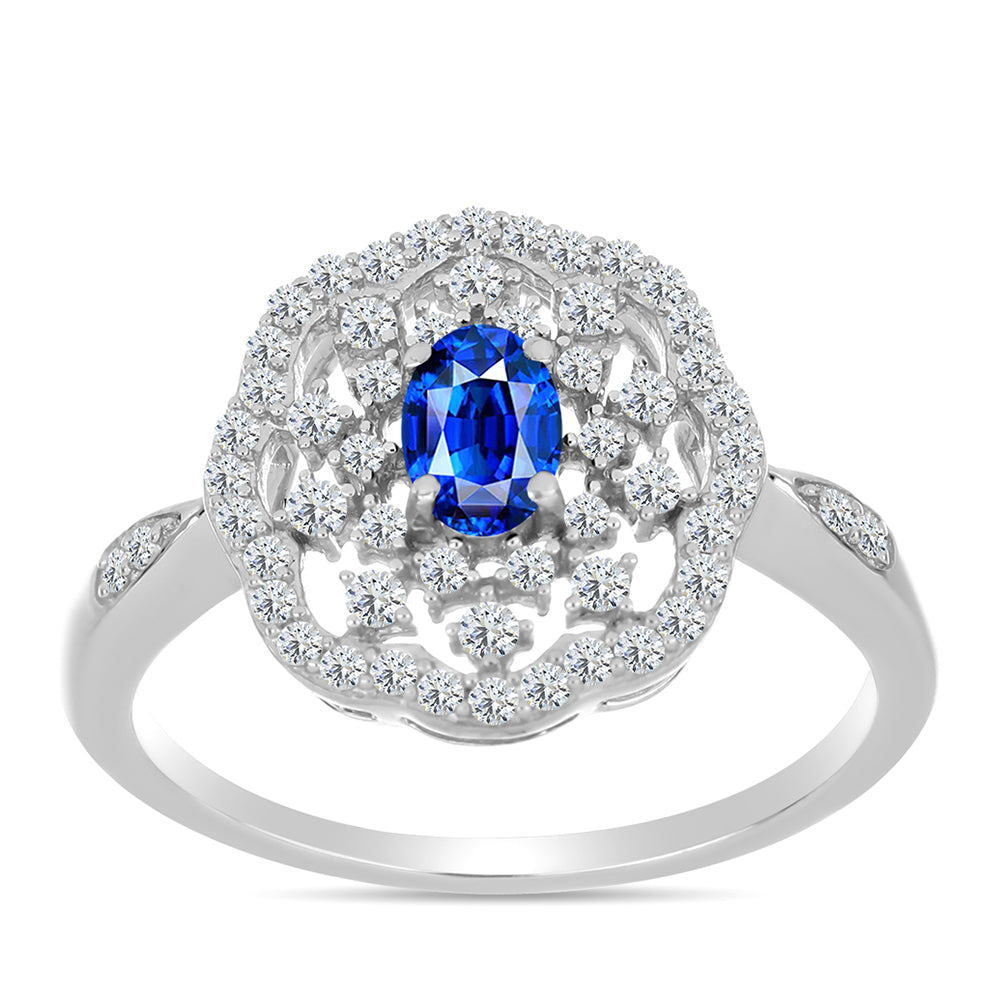 Silberring mit australischem blauem Saphir und weißem Topas