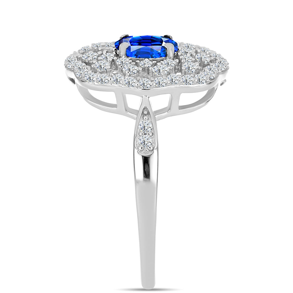 Silberring mit australischem blauem Saphir und weißem Topas