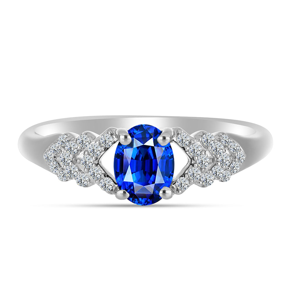 Silberring mit australischem blauem Saphir und weißem Topas