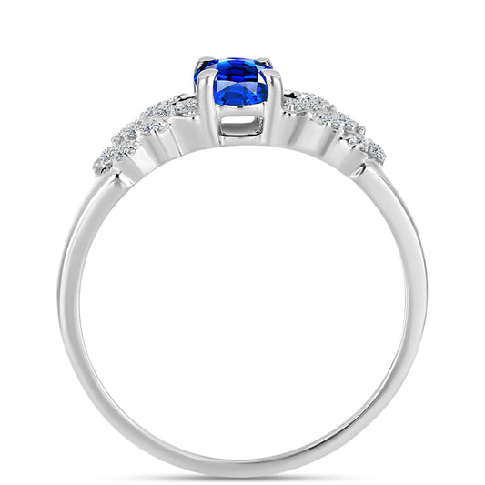 Silberring mit australischem blauem Saphir und weißem Topas