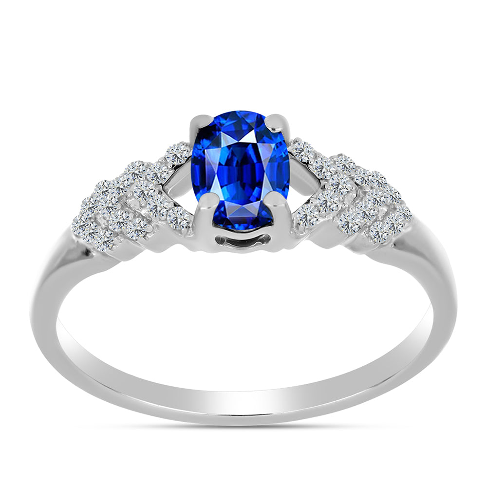 Silberring mit australischem blauem Saphir und weißem Topas 3 