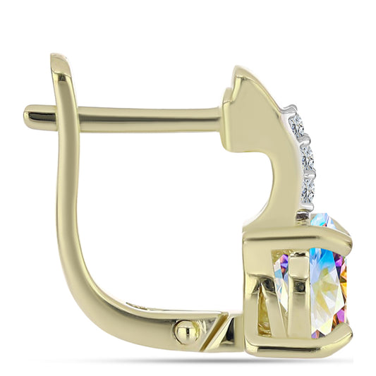 Goldplattierte Silberohrringe mit Eis-Moissanit und weißem Topas