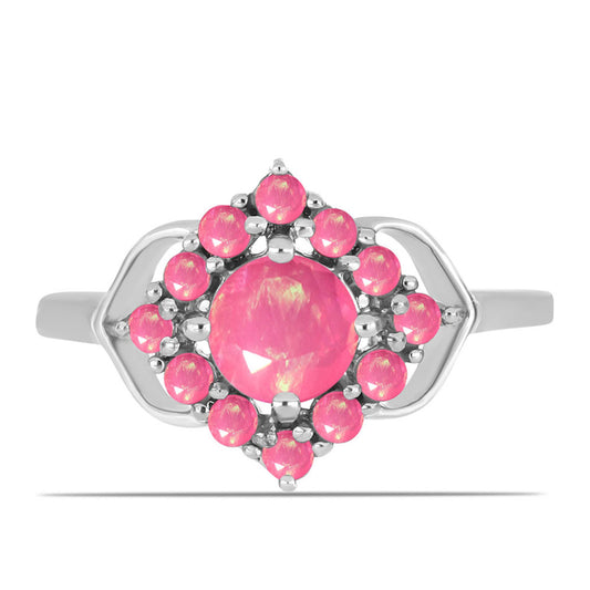 Silberring mit rosa Opal aus Lega Dembi