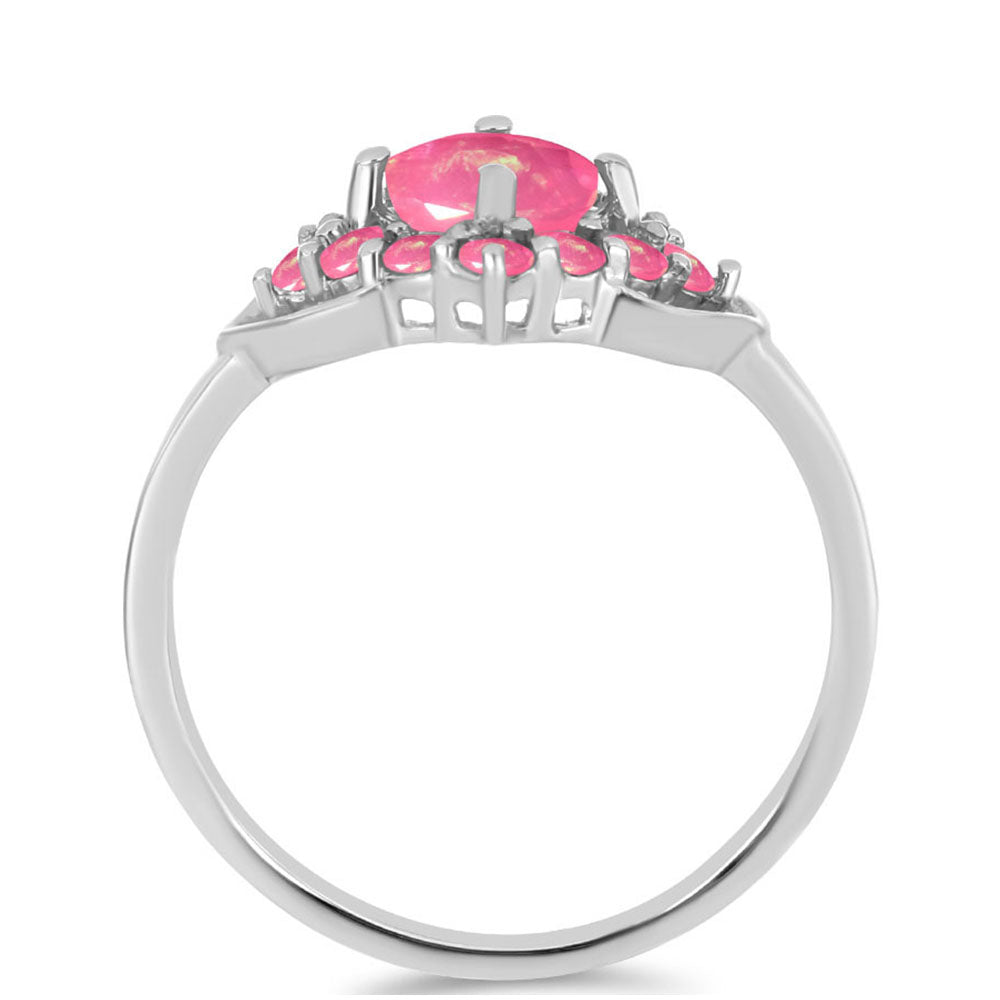 Silberring mit rosa Opal aus Lega Dembi