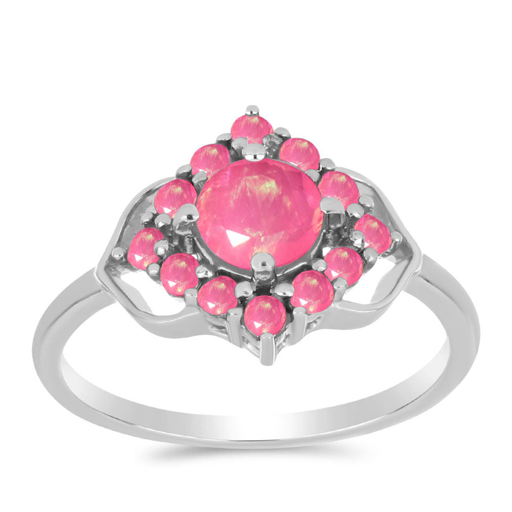 Silberring mit rosa Opal aus Lega Dembi