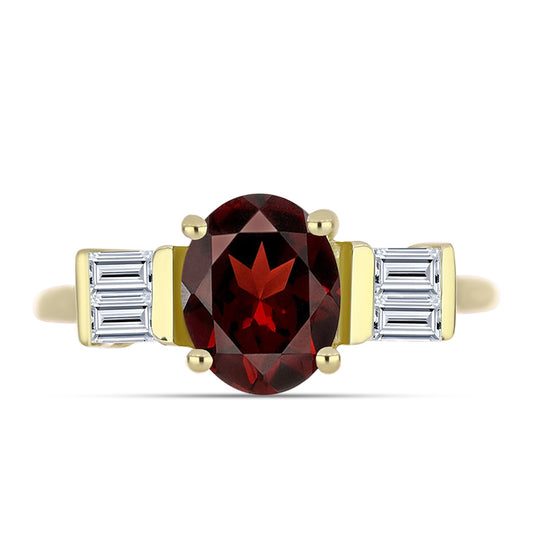 Goldplattierter Silberring mit Barton Granat und weißem Topas