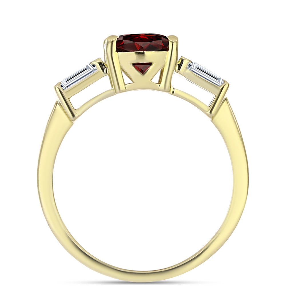 Goldplattierter Silberring mit Barton Granat und weißem Topas