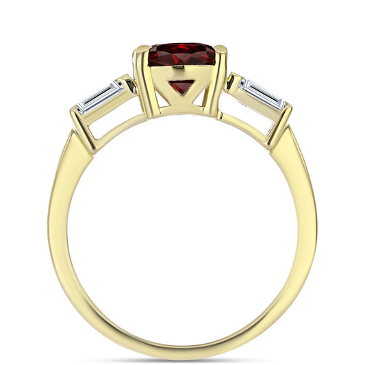 Goldplattierter Silberring mit Barton Granat und weißem Topas