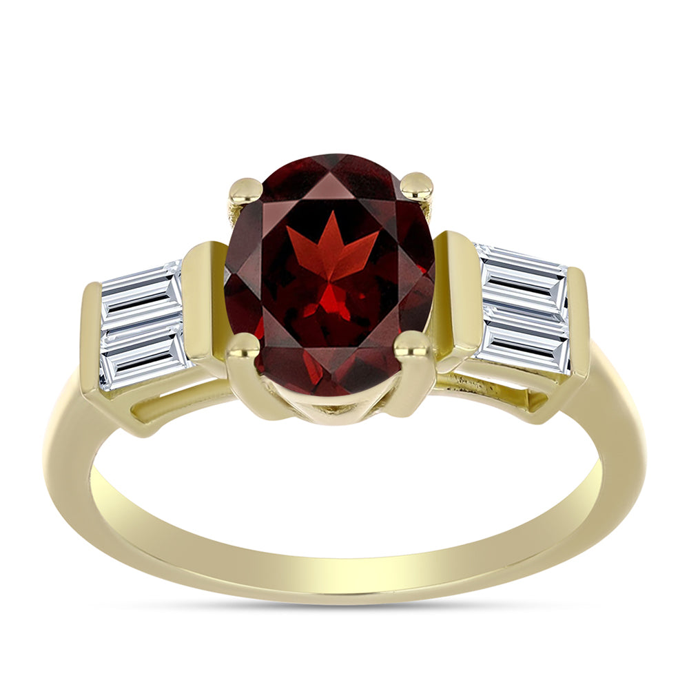 Goldplattierter Silberring mit Barton Granat und weißem Topas