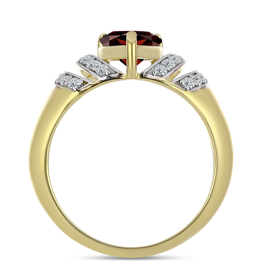 Goldplattierter Silberring mit Barton Granat und weißem Topas