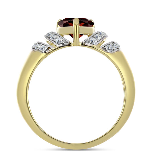 Goldplattierter Silberring mit Barton Granat und weißem Topas