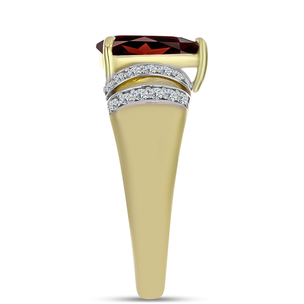 Goldplattierter Silberring mit Barton Granat und weißem Topas 4 