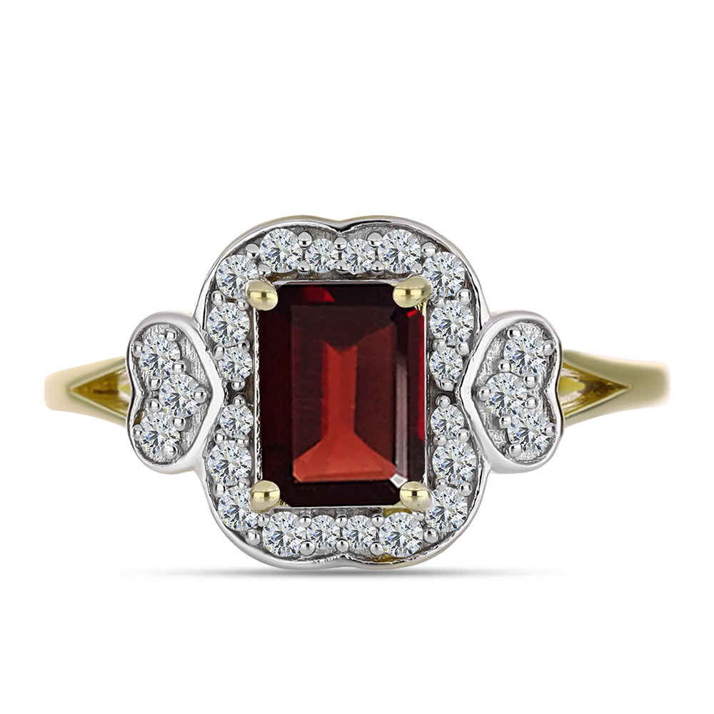 Goldplattierter Silberring mit Barton Granat und weißem Topas 1 