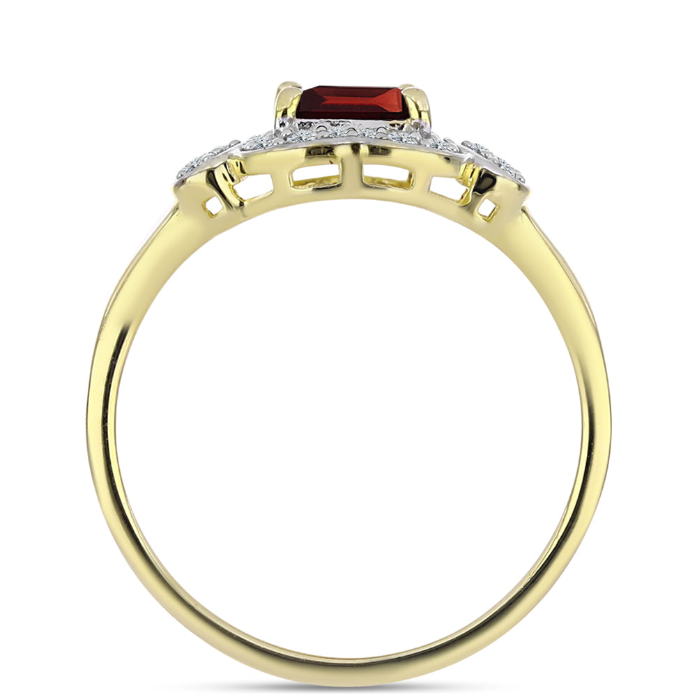 Goldplattierter Silberring mit Barton Granat und weißem Topas 2 