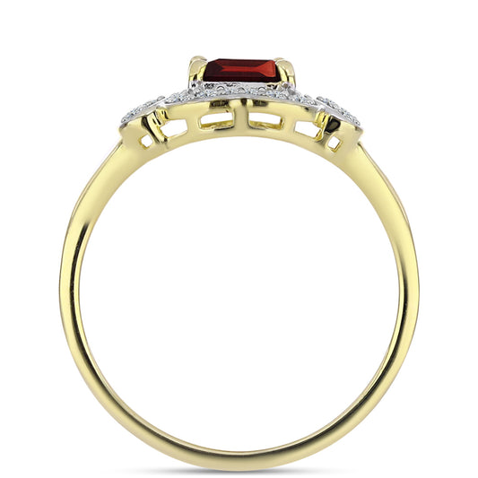 Goldplattierter Silberring mit Barton Granat und weißem Topas