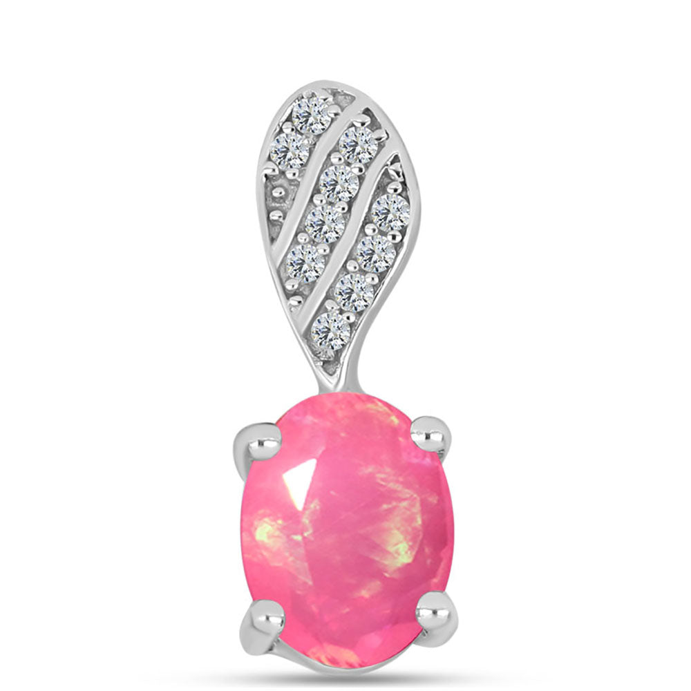 Silberanhänger mit rosa Opal aus Lega Dembi und weißem Topas 1 