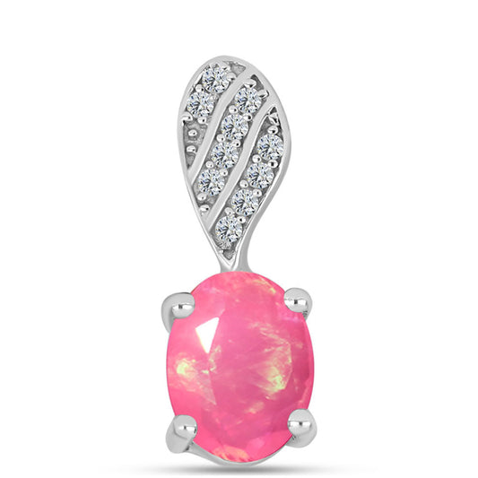 Silberanhänger mit rosa Opal aus Lega Dembi und weißem Topas