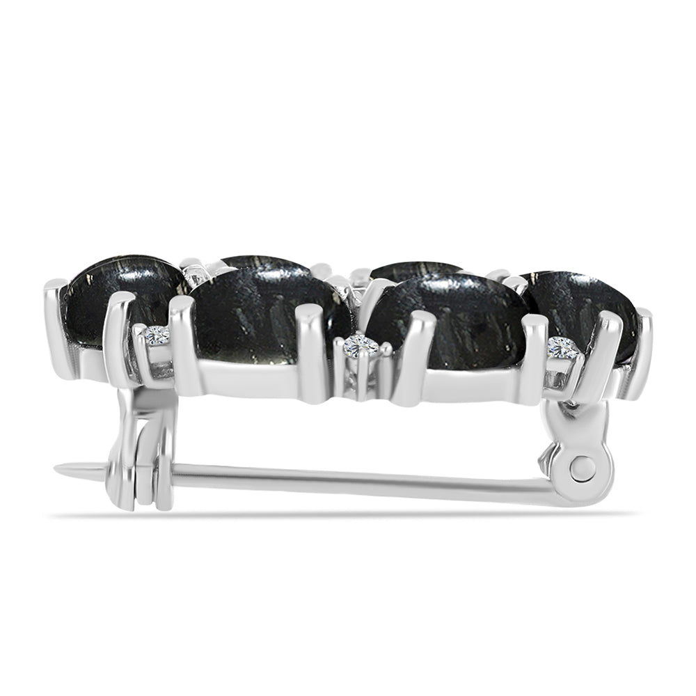 Silberbrosche mit Picasso Jaspis und weißem Topas 2 