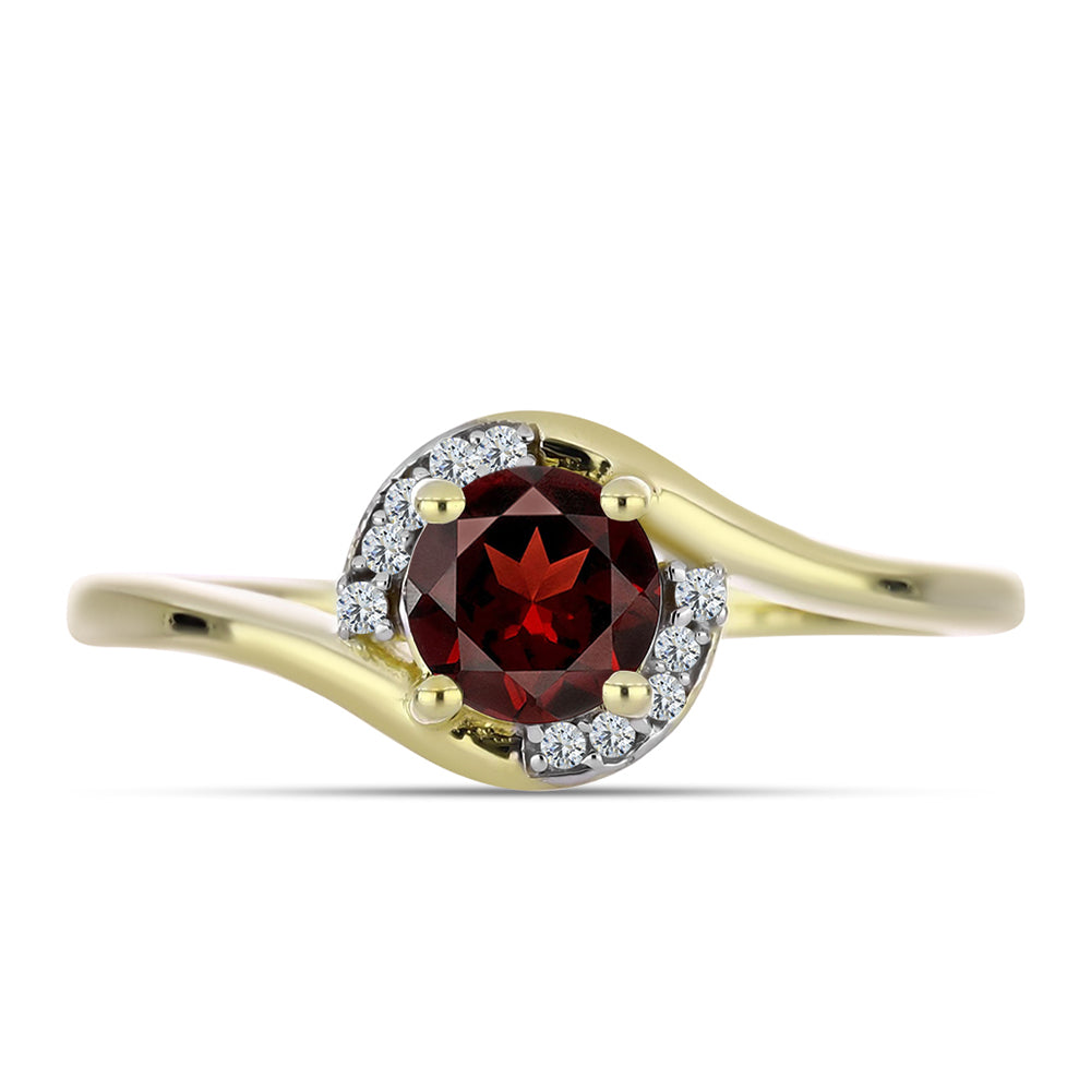 Goldplattierter Silberring mit Barton Granat und weißem Topas 1 