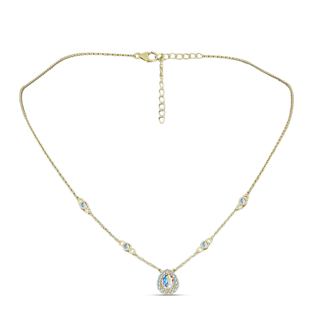 Goldplattierte Silberhalskette mit Eis-Moissanit 1 