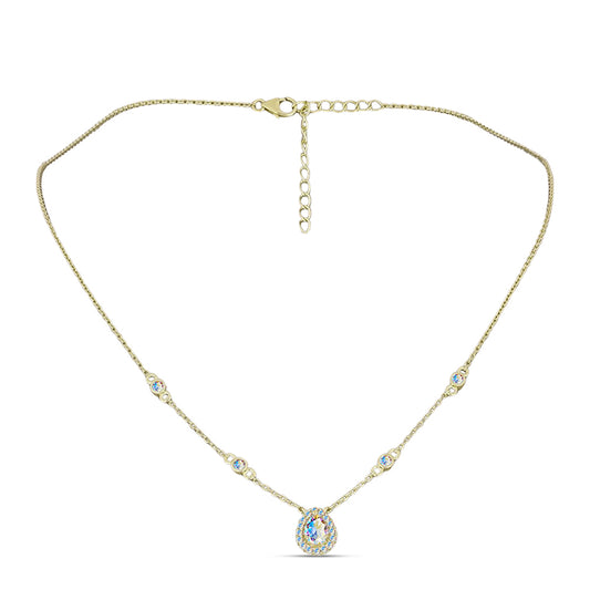 Goldplattierte Silberhalskette mit Eis-Moissanit