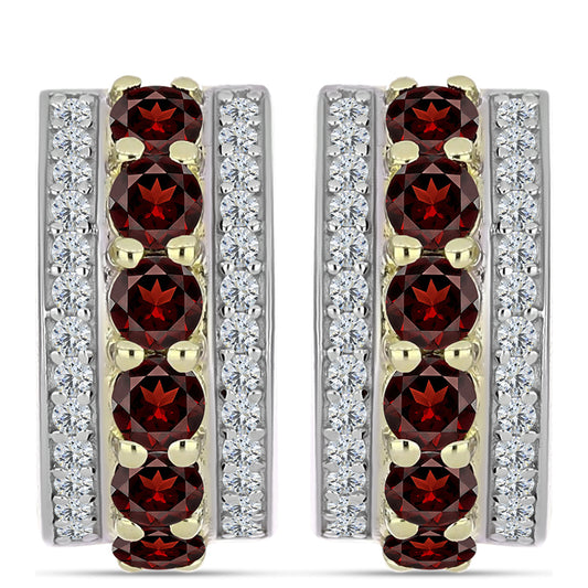 Goldplattierte Silberohrringe mit Barton Granat und weißem Topas