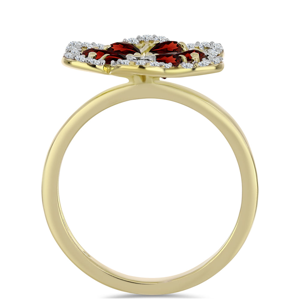 Goldplattierter Silberring mit Barton Granat und weißem Topas 2 