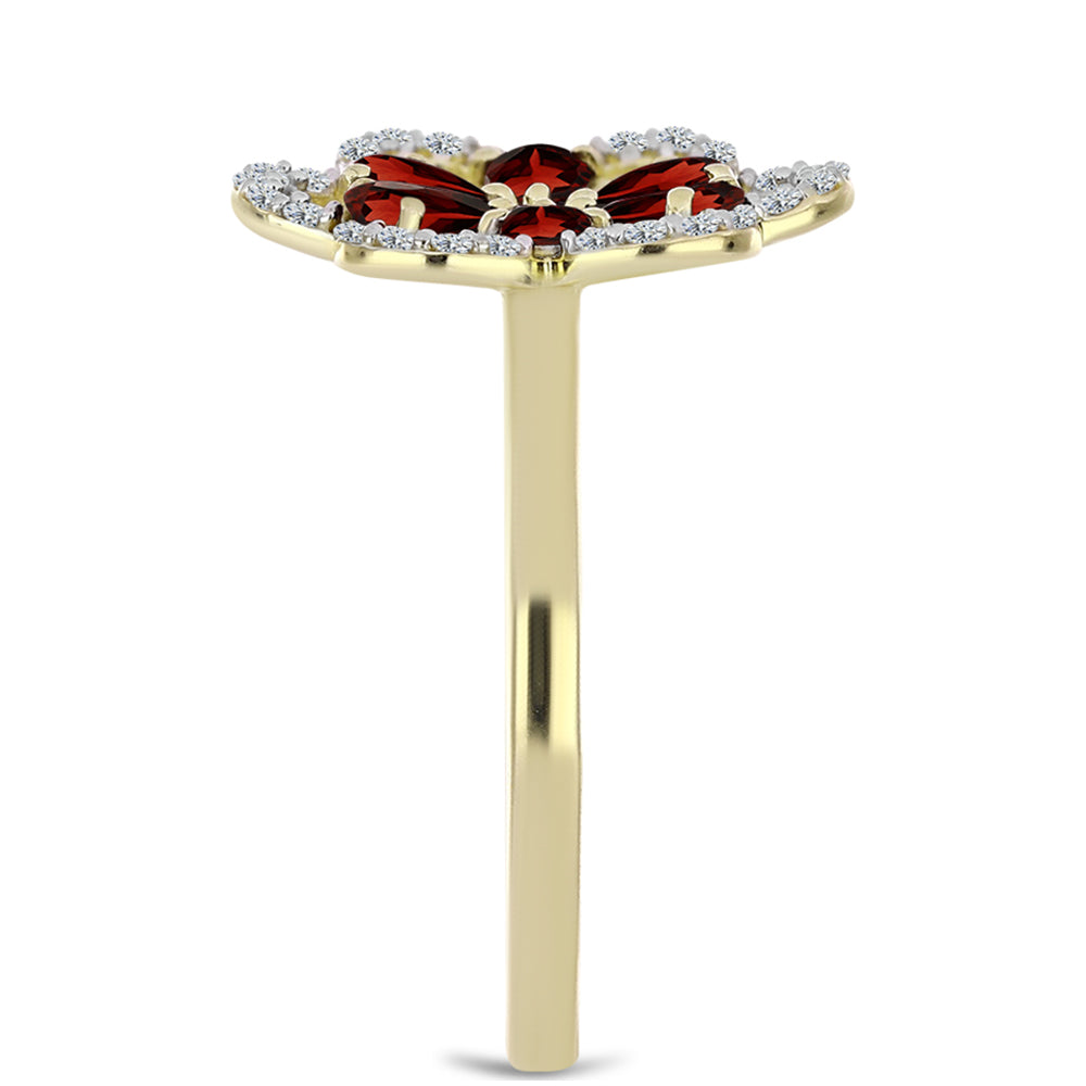 Goldplattierter Silberring mit Barton Granat und weißem Topas 4 