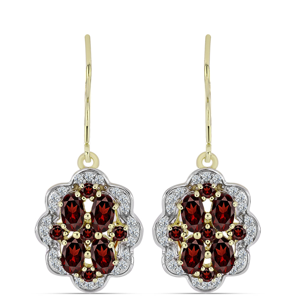 Goldplattierte Silberohrringe mit Barton Granat und weißem Topas 1 