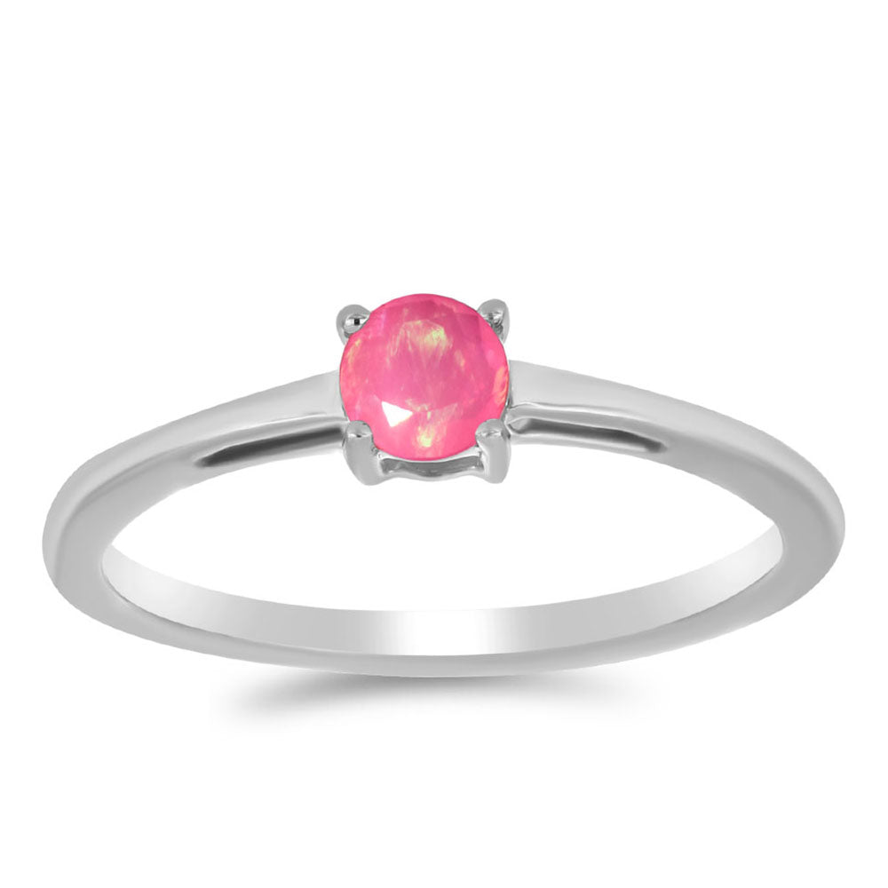 Silberring mit rosa Opal aus Lega Dembi