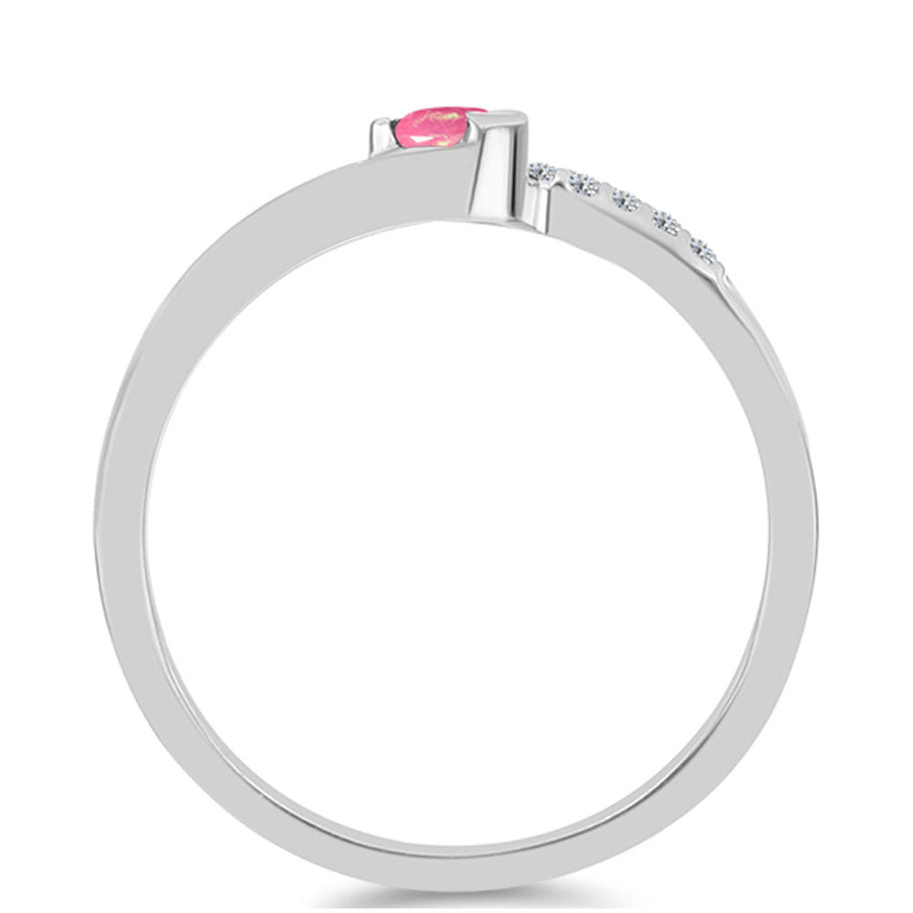 Silberring mit rosa Opal aus Lega Dembi und weißem Topas