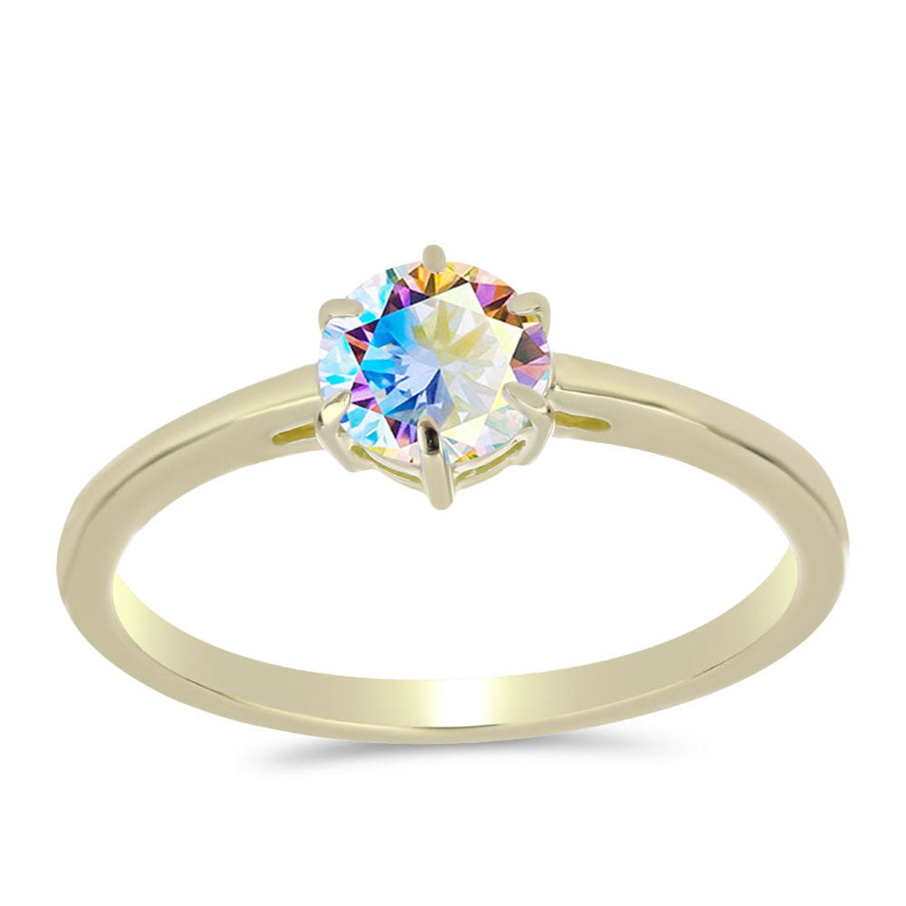 Goldplattierter Silberring mit Eis-Moissanit 3 