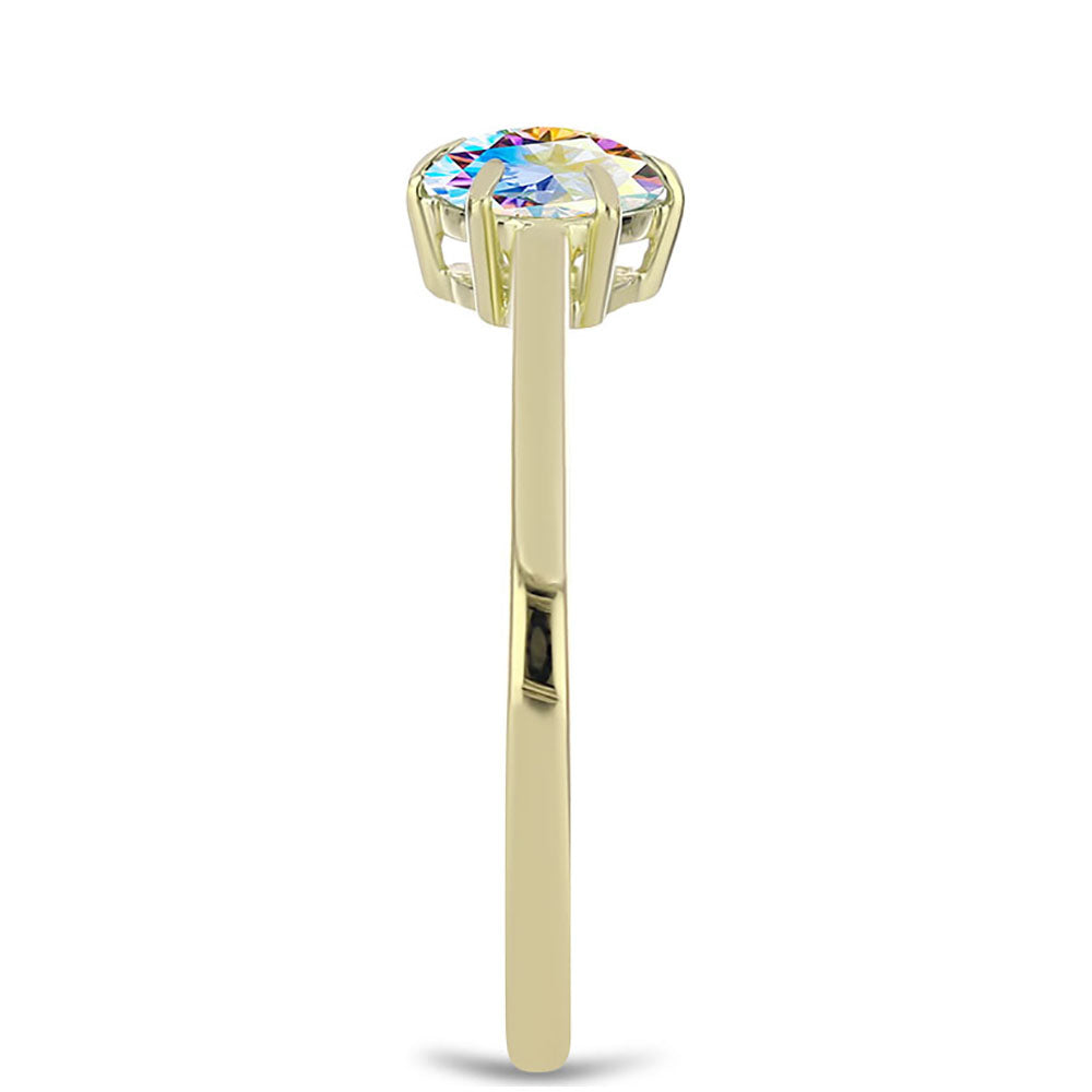 Goldplattierter Silberring mit Eis-Moissanit