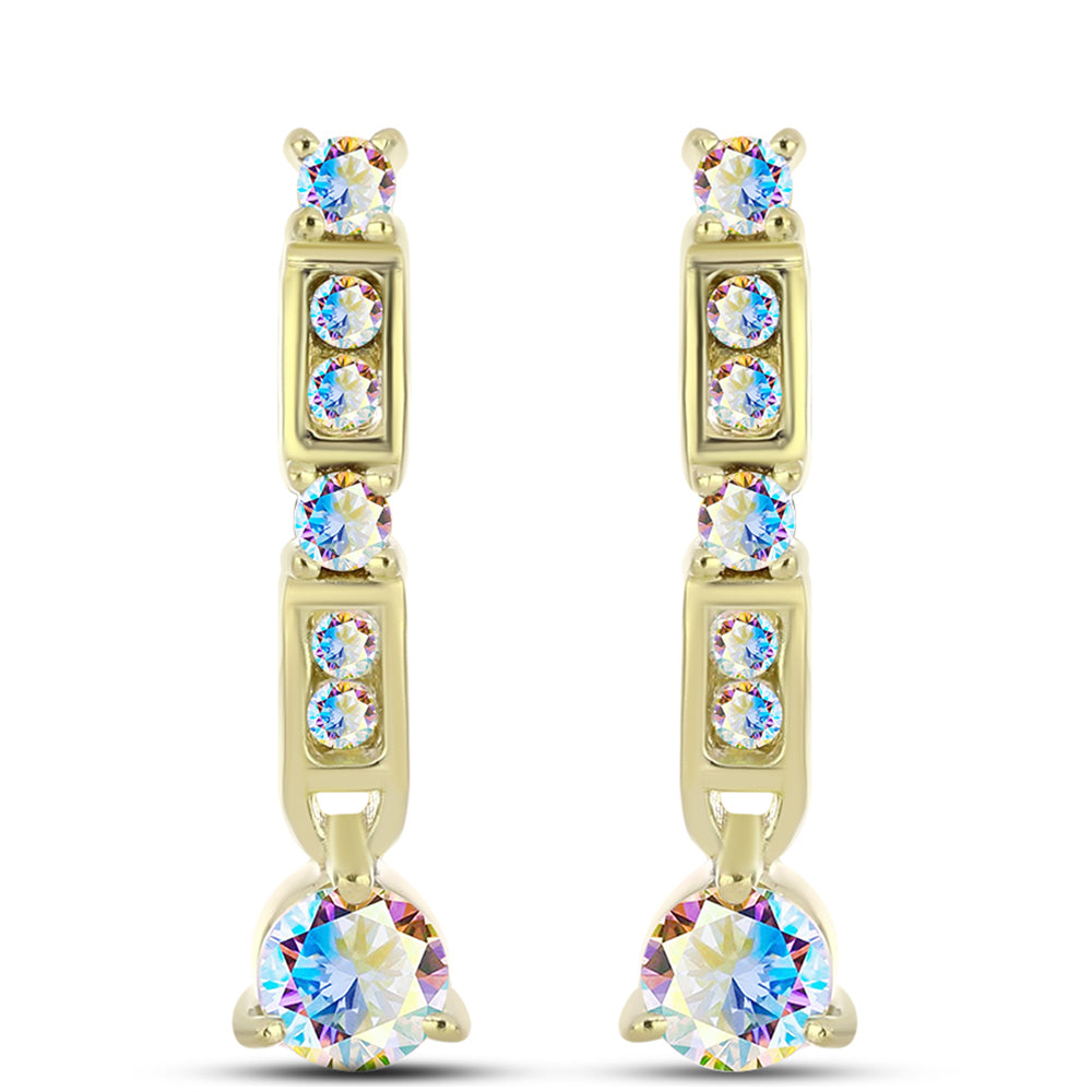 Goldplattierte Silberohrringe mit Eis-Moissanit 1 