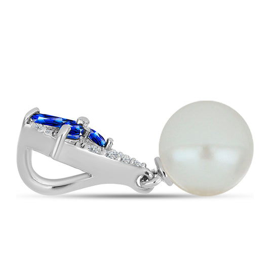 Silberanhänger mit australischem blauem Saphir und weißer Süßwasserperle