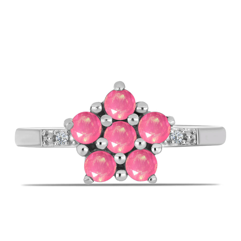 Silberring mit rosa Opal aus Lega Dembi und weißem Topas 1 