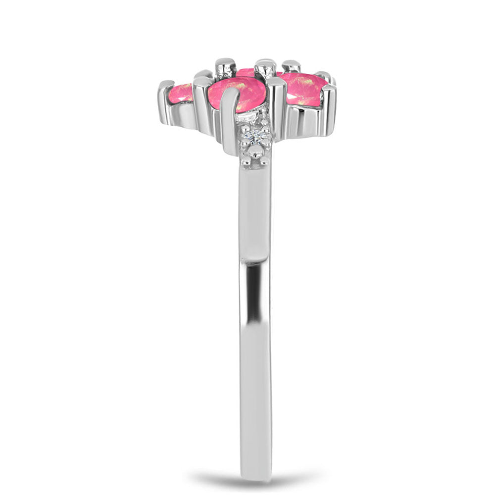 Silberring mit rosa Opal aus Lega Dembi und weißem Topas