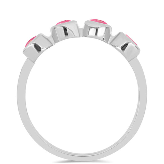 Silberring mit rosa Opal aus Lega Dembi