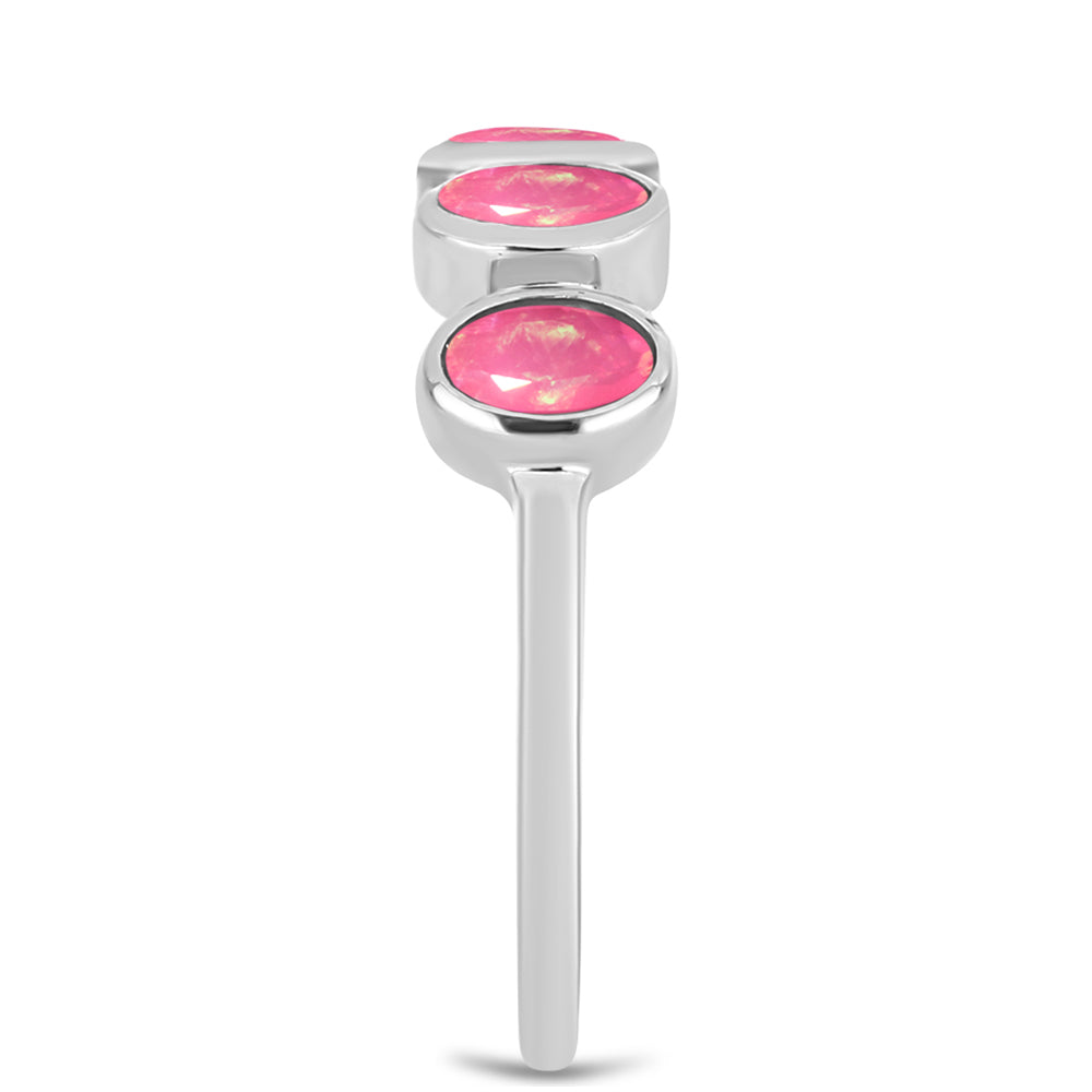 Silberring mit rosa Opal aus Lega Dembi
