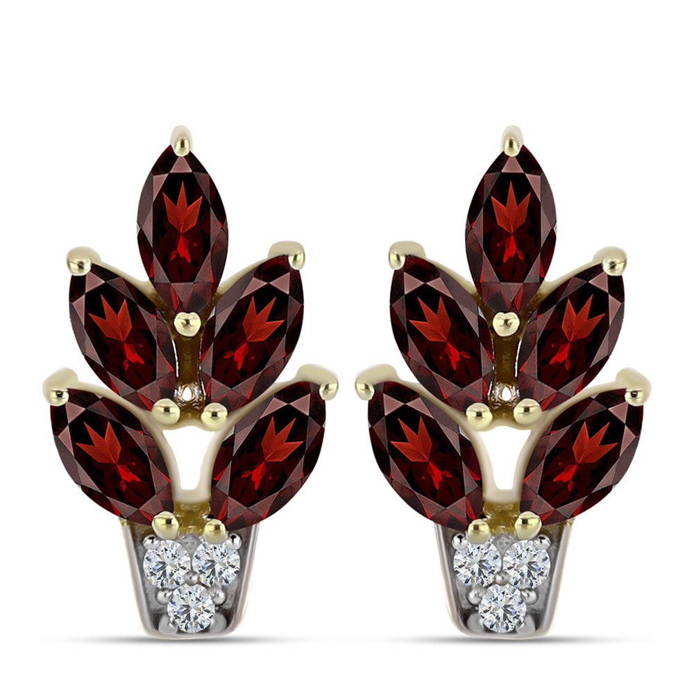 Goldplattierte Silberohrringe mit Barton Granat und weißem Topas 1 