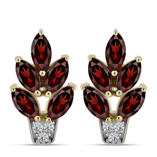 Goldplattierte Silberohrringe mit Barton Granat und weißem Topas