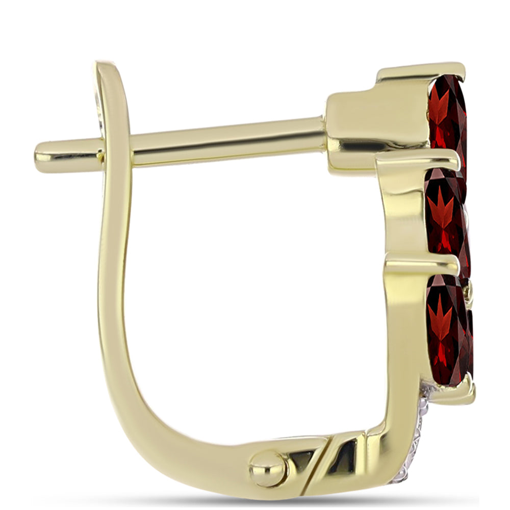Goldplattierte Silberohrringe mit Barton Granat und weißem Topas 2 