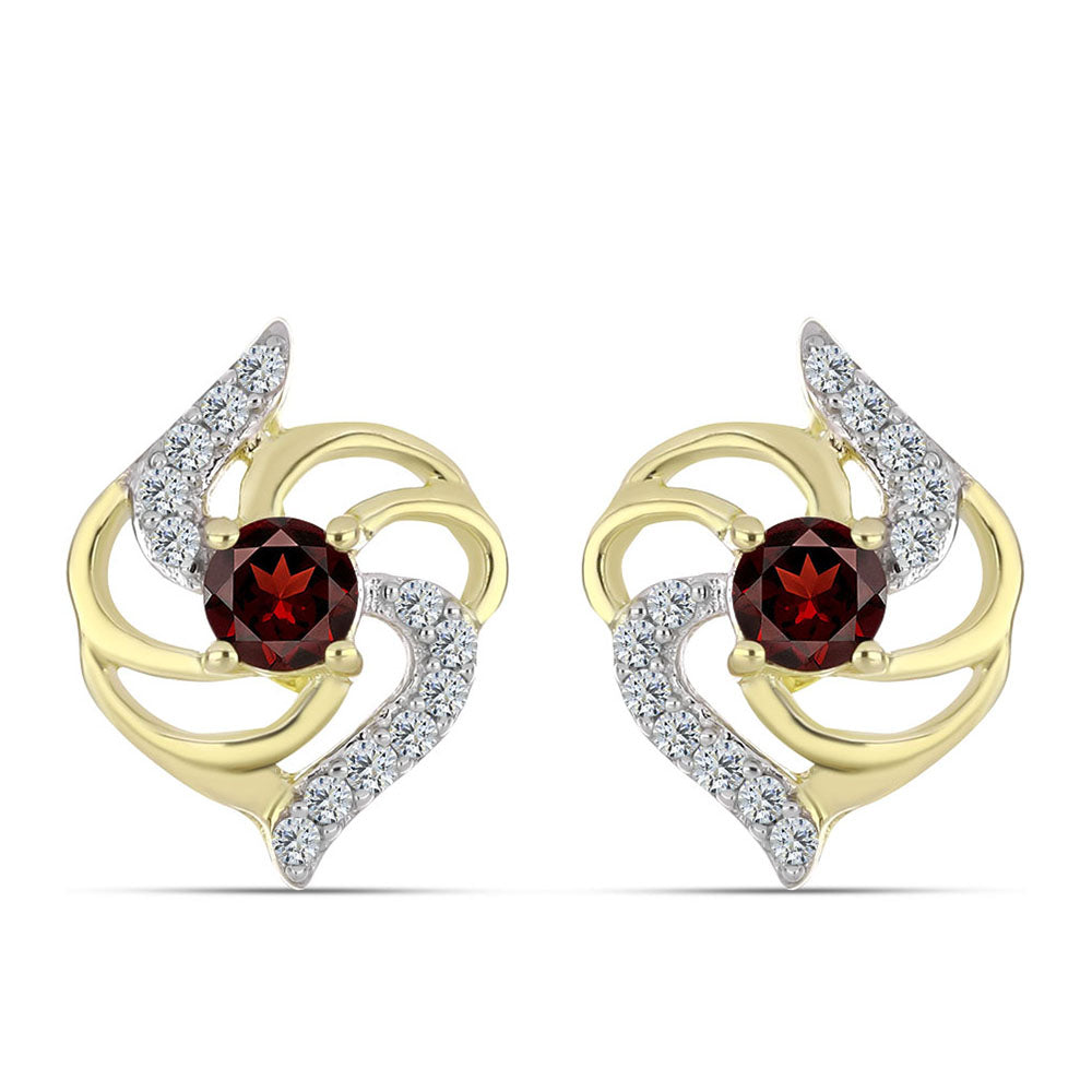 Goldplattierte Silberohrringe mit Barton Granat und weißem Topas