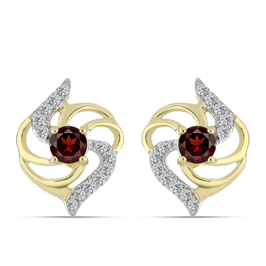 Goldplattierte Silberohrringe mit Barton Granat und weißem Topas